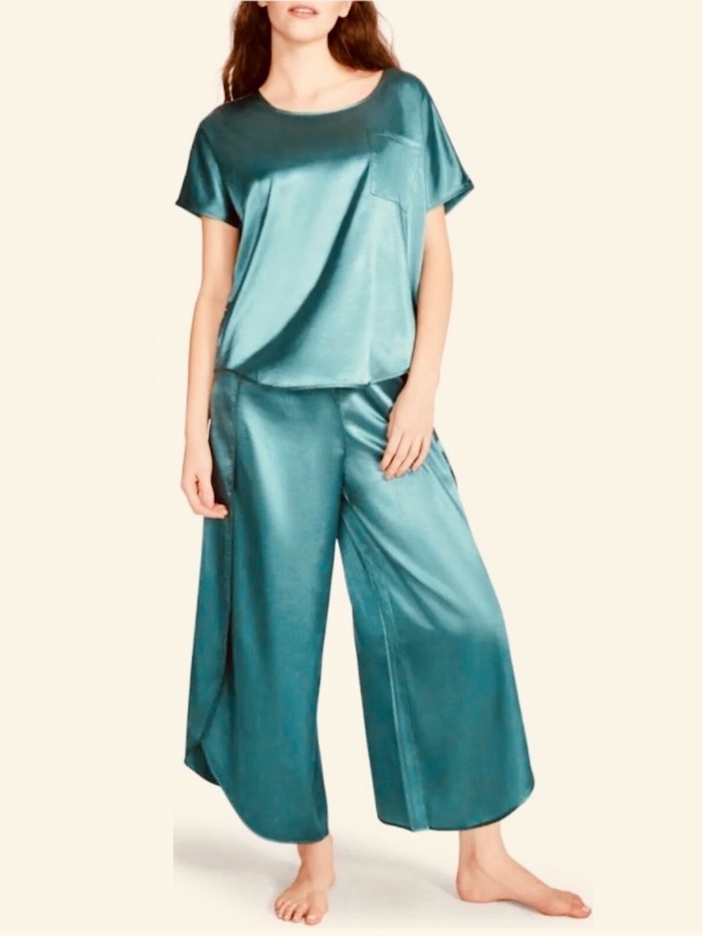 NWT BB Dakota Silky Satin Green Sleep Set - S